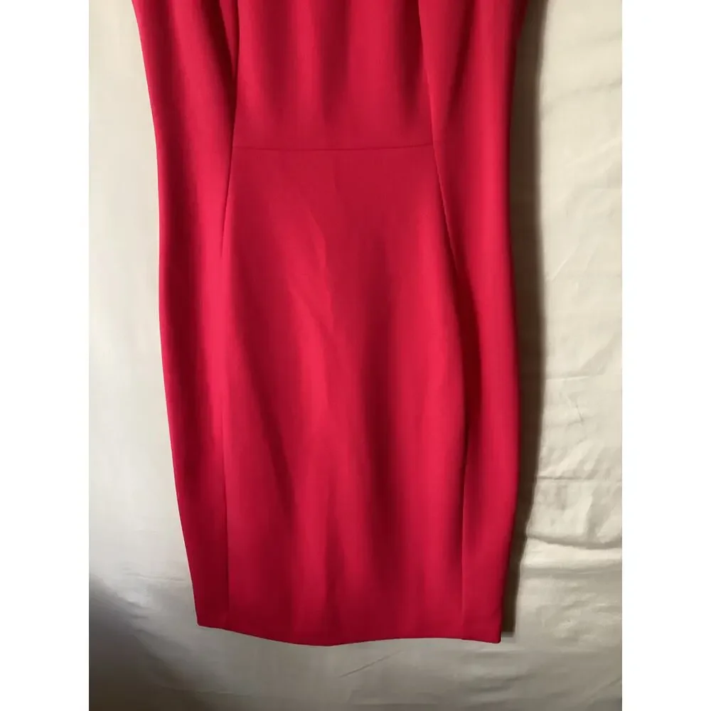 1131 Calvin Klein Sleeveless Sheath Dress Jewel Neck Knee Length Pink Size 4